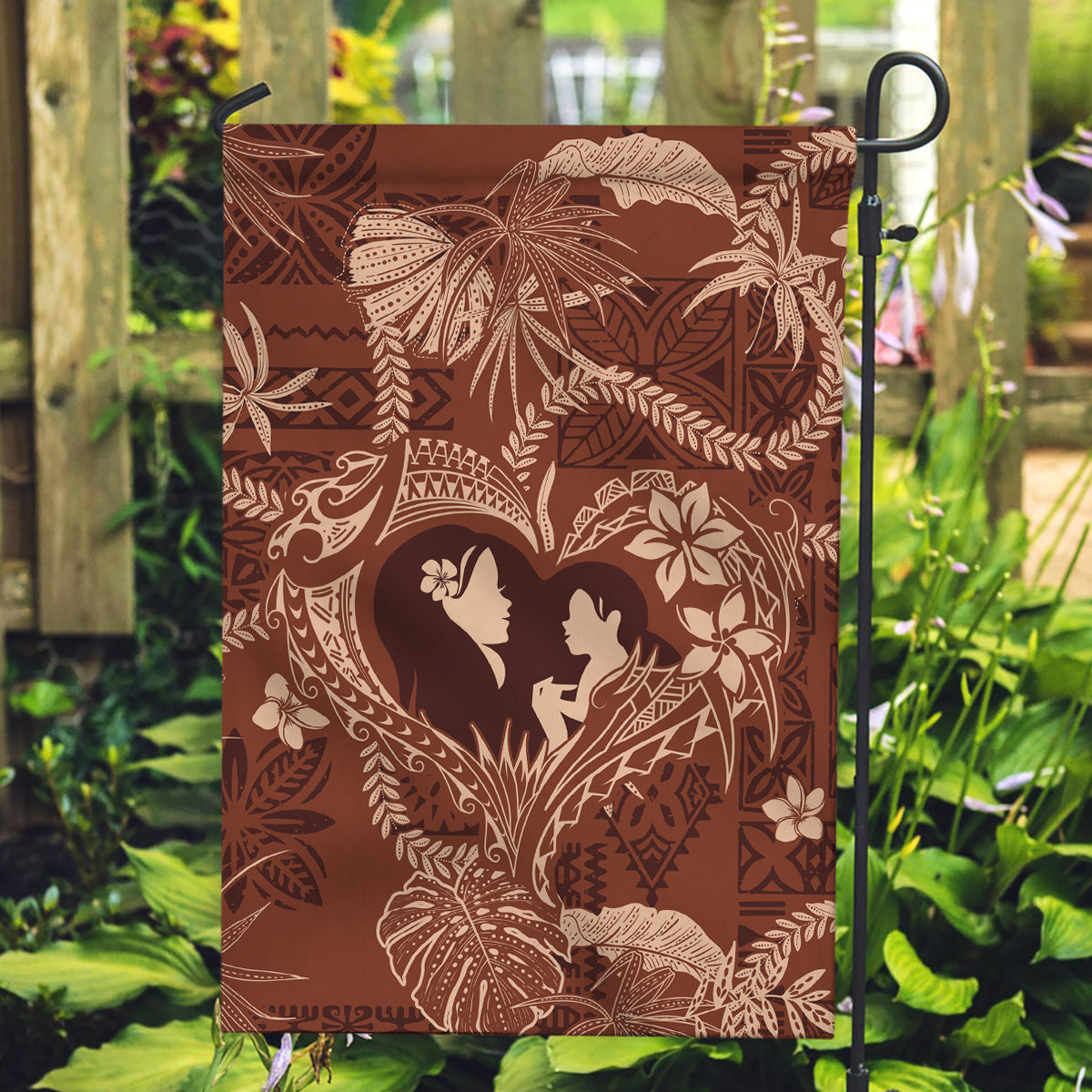 Hawaii Plumeria Garden Flag Hau'oli la Makuahine Sunburned LT7 Garden Flag Brown - Polynesian Pride