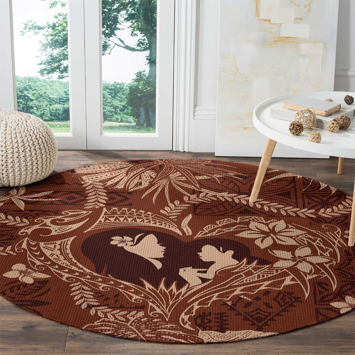 Hawaii Plumeria Round Carpet Hau'oli la Makuahine Sunburned LT7 - Polynesian Pride