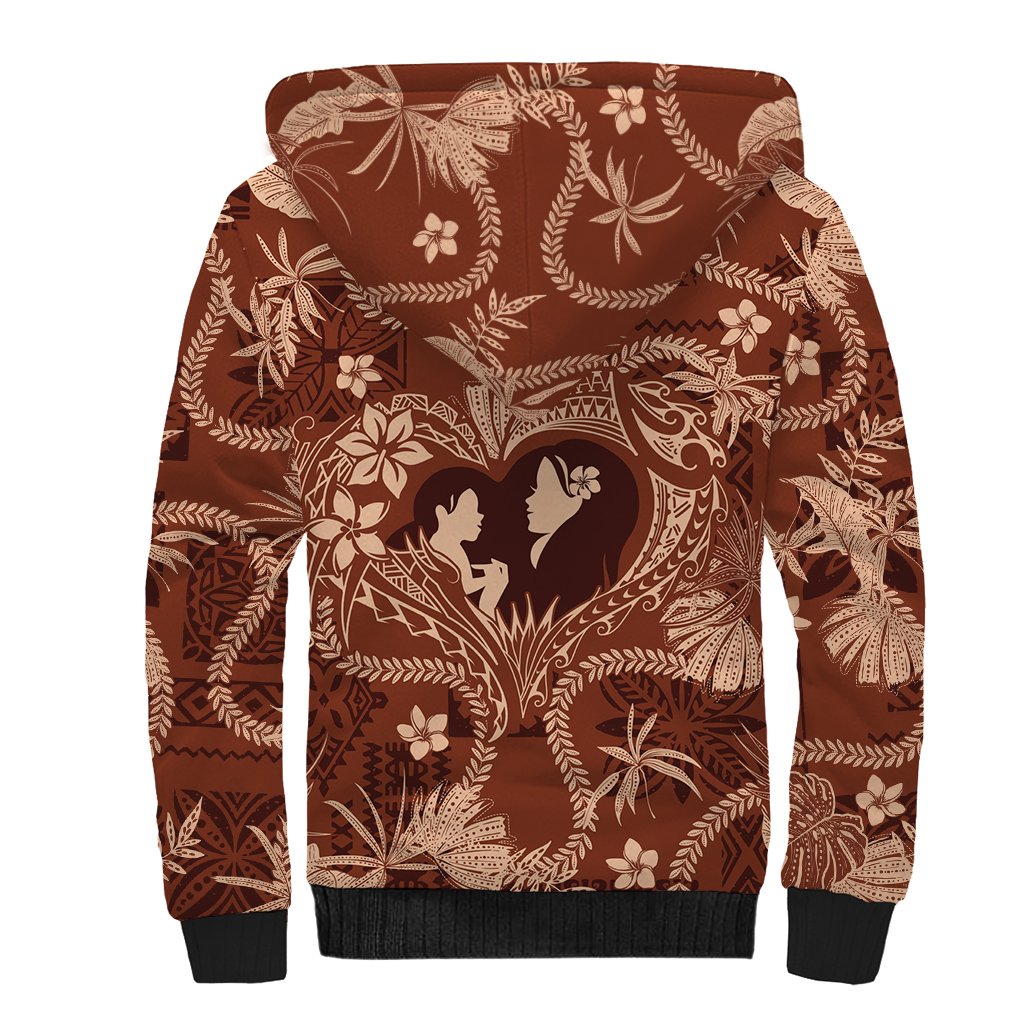 Hawaii Plumeria Sherpa Hoodie Hau'oli la Makuahine Sunburned LT7 - Polynesian Pride