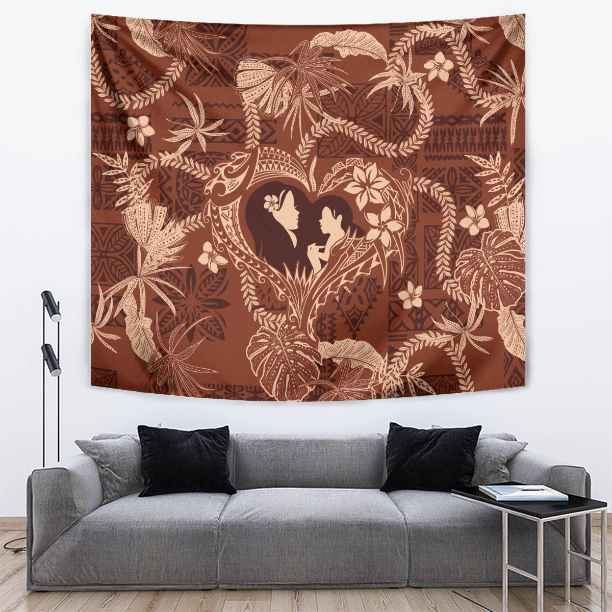 Hawaii Plumeria Tapestry Hau'oli la Makuahine Sunburned LT7 Brown - Polynesian Pride