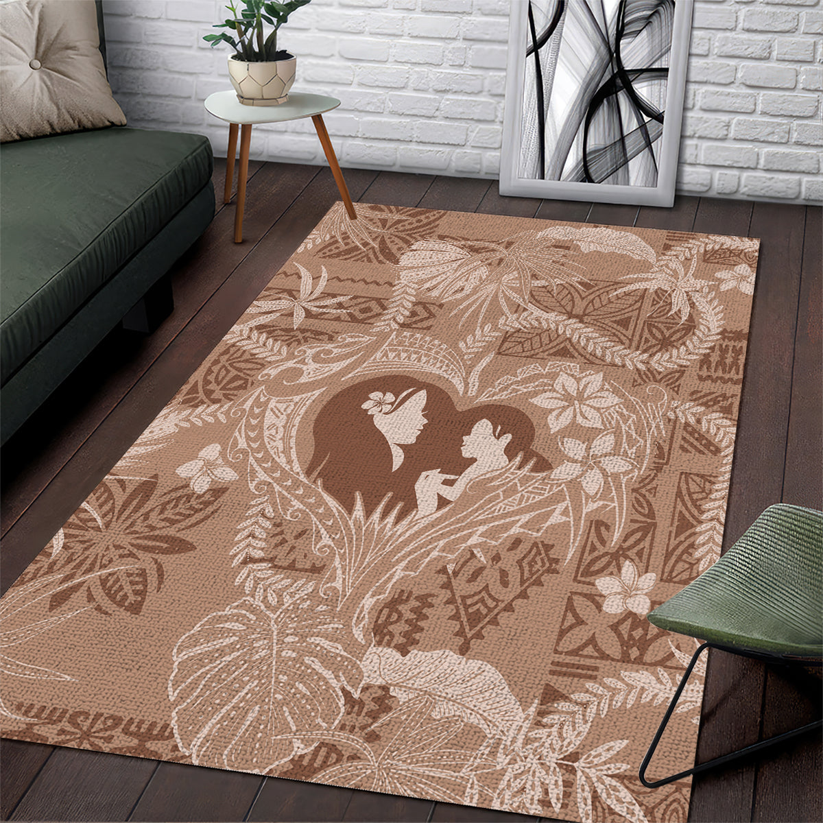 Hawaii Plumeria Area Rug Hau'oli la Makuahine Beige LT7 Beige - Polynesian Pride