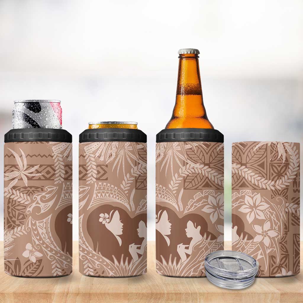 Hawaii Plumeria 4 in 1 Can Cooler Tumbler Hau'oli la Makuahine Beige