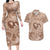 Hawaii Plumeria Couples Matching Long Sleeve Bodycon Dress and Hawaiian Shirt Hau'oli la Makuahine Beige LT7 Beige - Polynesian Pride