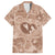 Hawaii Plumeria Family Matching Off Shoulder Short Dress and Hawaiian Shirt Hau'oli la Makuahine Beige LT7 Dad's Shirt - Short Sleeve Beige - Polynesian Pride