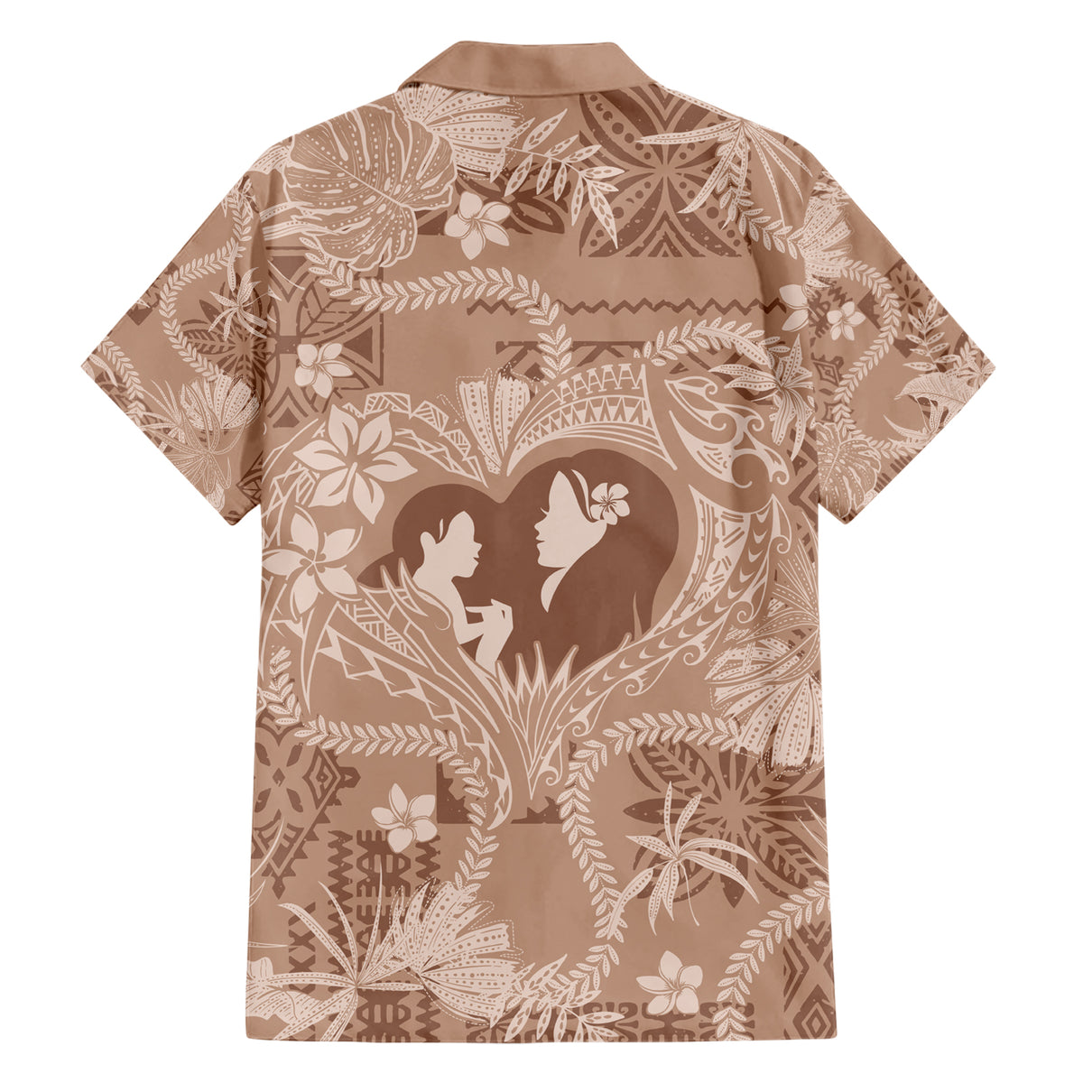 Hawaii Plumeria Family Matching Short Sleeve Bodycon Dress and Hawaiian Shirt Hau'oli la Makuahine Beige LT7 - Polynesian Pride