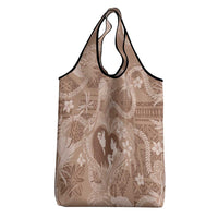 Hawaii Plumeria Grocery Bag Hau'oli la Makuahine Beige LT7 - Polynesian Pride