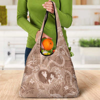 Hawaii Plumeria Grocery Bag Hau'oli la Makuahine Beige LT7 - Polynesian Pride
