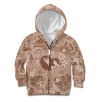 Hawaii Plumeria Kid Hoodie Hau'oli la Makuahine Beige LT7 Zip Hoodie Beige - Polynesian Pride