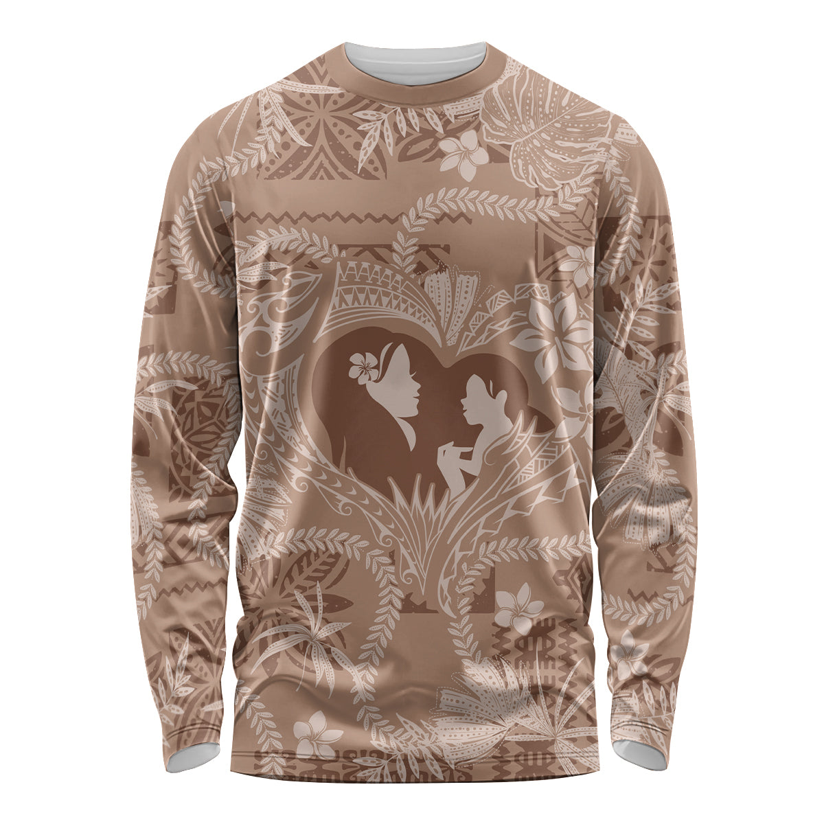 Hawaii Plumeria Long Sleeve Shirt Hau'oli la Makuahine Beige LT7 Unisex Beige - Polynesian Pride