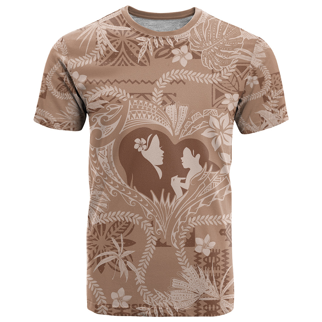 Hawaii Plumeria T Shirt Hau'oli la Makuahine Beige LT7 Beige - Polynesian Pride