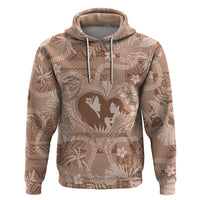 Hawaii Plumeria Zip Hoodie Hau'oli la Makuahine Beige LT7 Pullover Hoodie Beige - Polynesian Pride