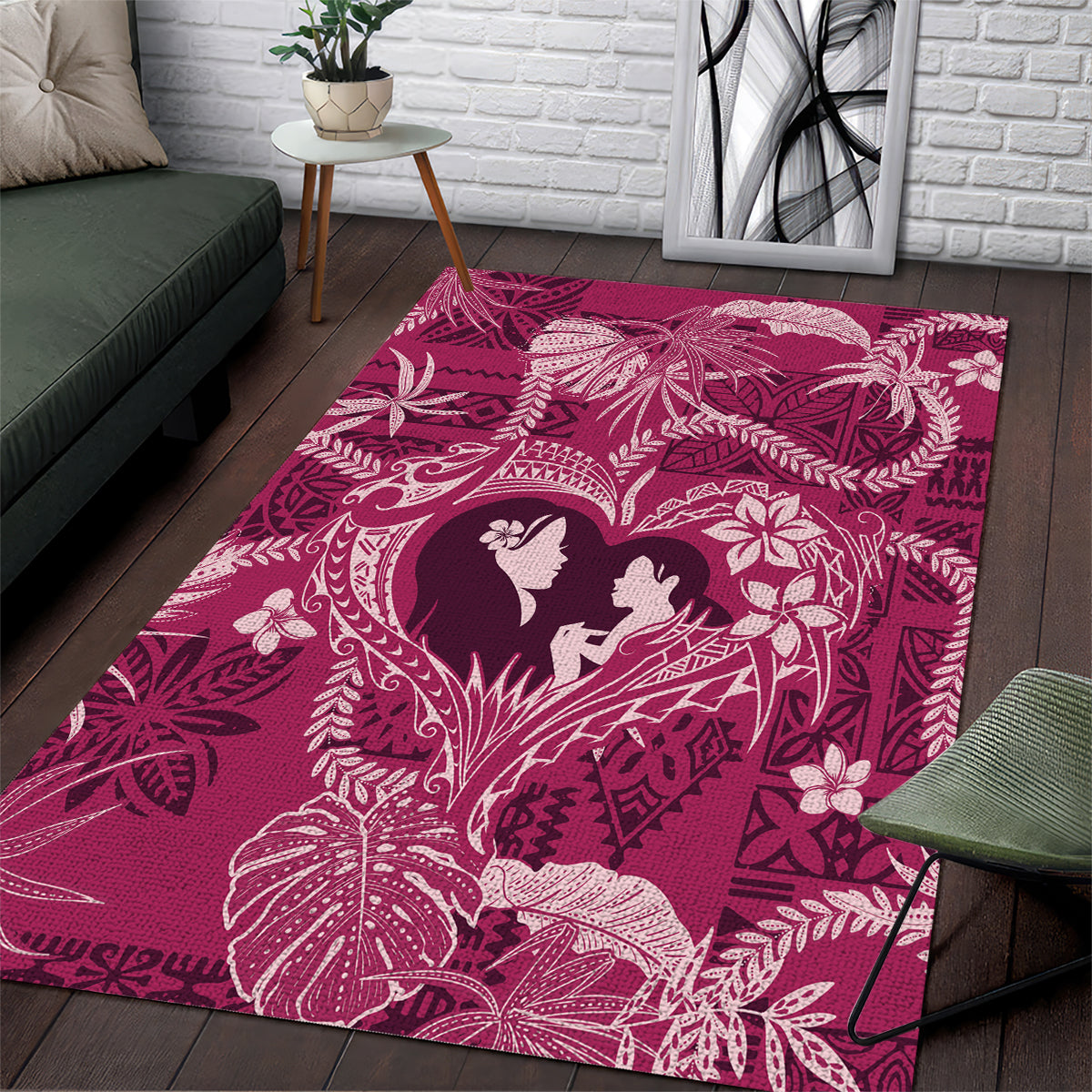 Hawaii Plumeria Area Rug Hau'oli la Makuahine Rosy LT7 Pink - Polynesian Pride