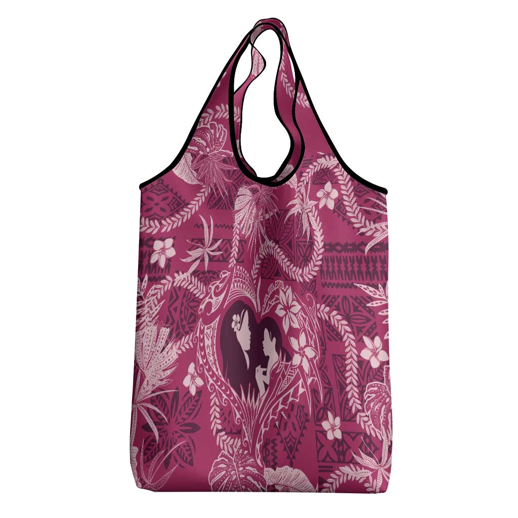 Hawaii Plumeria Grocery Bag Hau'oli la Makuahine Rosy LT7 - Polynesian Pride