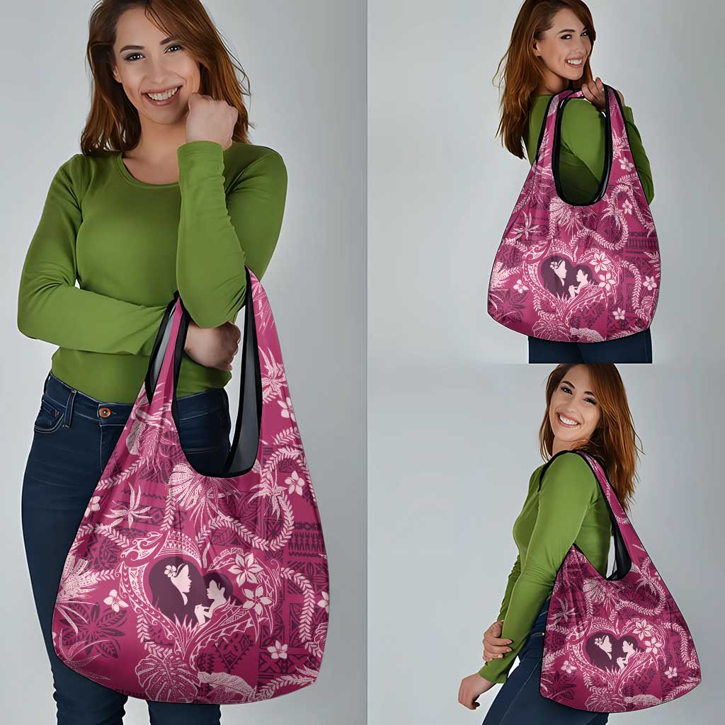 Hawaii Plumeria Grocery Bag Hau'oli la Makuahine Rosy LT7 - Polynesian Pride