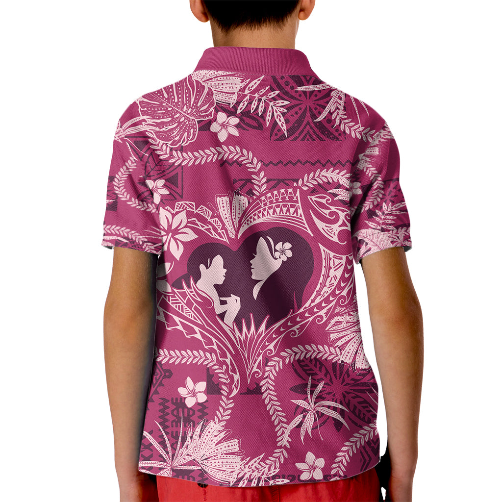 Hawaii Plumeria Kid Polo Shirt Hau'oli la Makuahine Rosy LT7 - Polynesian Pride