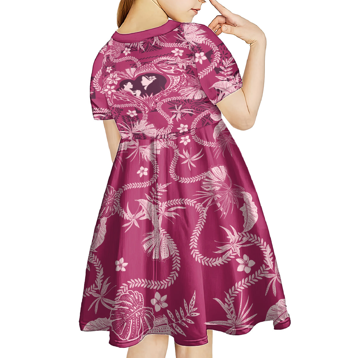 Hawaii Plumeria Kid Short Sleeve Dress Hau'oli la Makuahine Rosy LT7 - Polynesian Pride