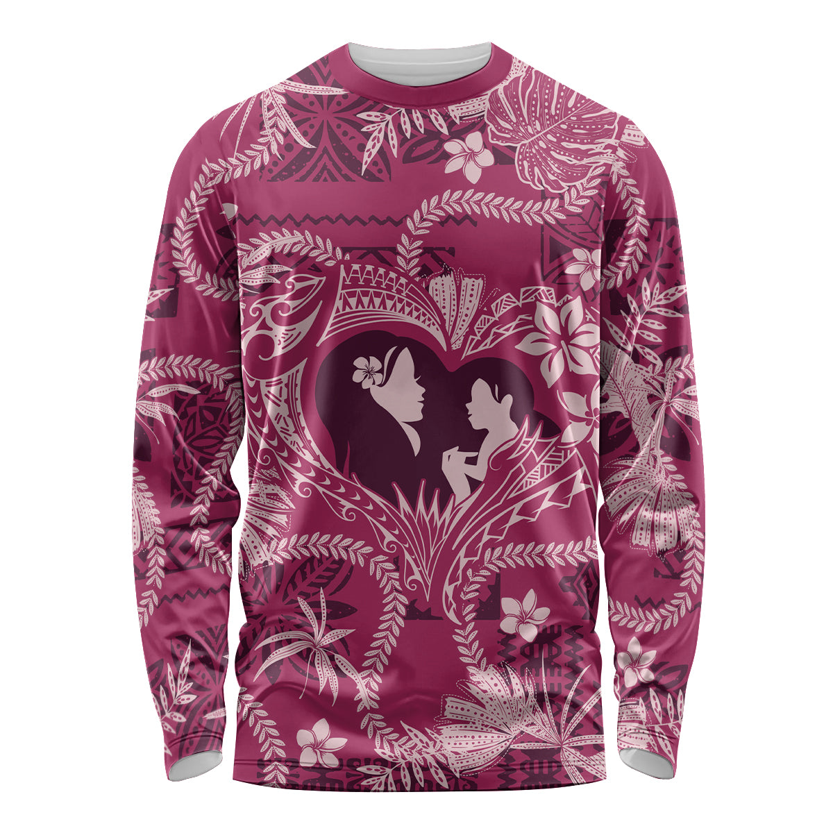 Hawaii Plumeria Long Sleeve Shirt Hau'oli la Makuahine Rosy LT7 Unisex Pink - Polynesian Pride