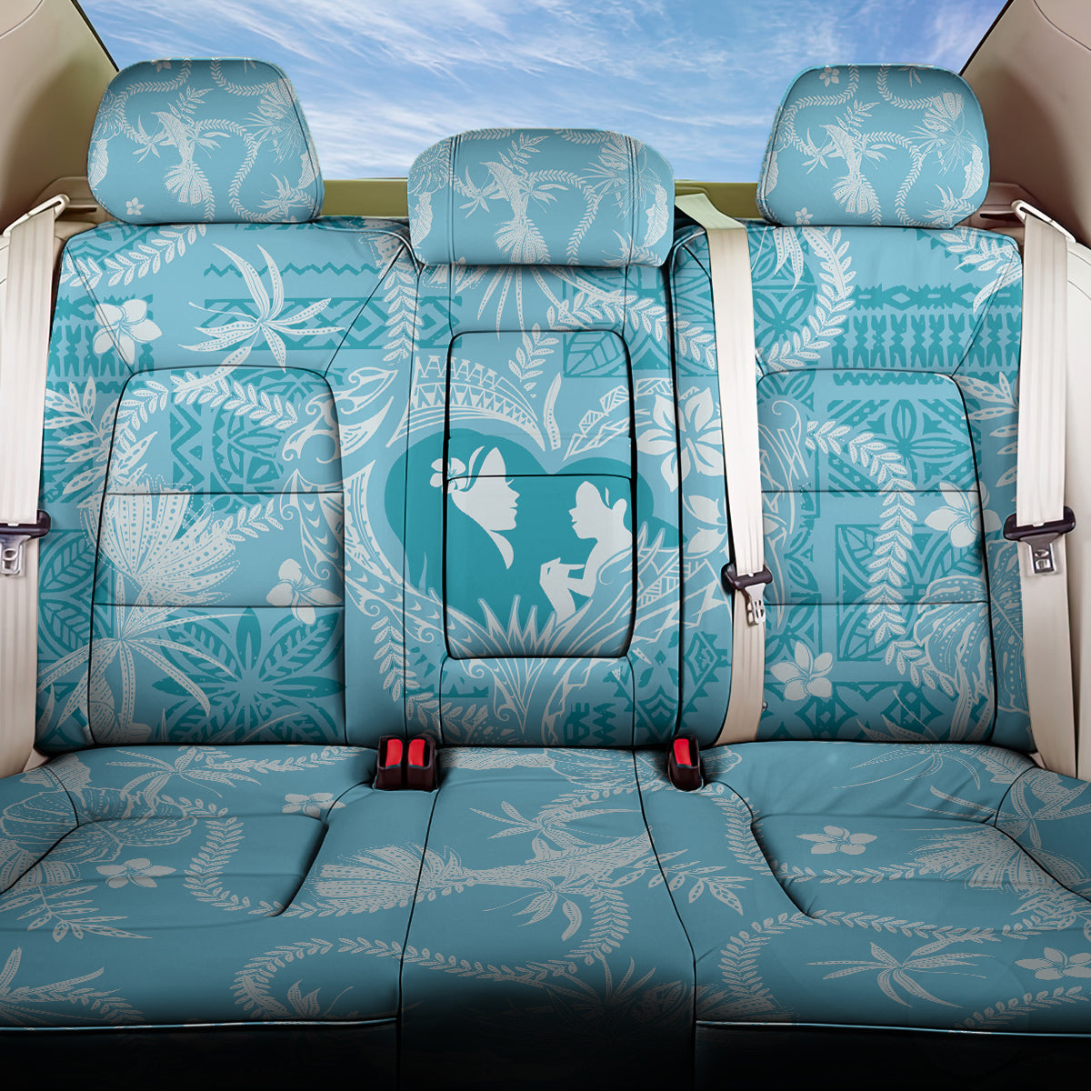 Hawaii Plumeria Back Car Seat Cover Hau'oli la Makuahine Turquoise LT7