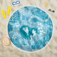 Hawaii Plumeria Beach Blanket Hau'oli la Makuahine Turquoise LT7 One Size 150cm Turquoise - Polynesian Pride