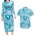 Hawaii Plumeria Couples Matching Long Sleeve Bodycon Dress and Hawaiian Shirt Hau'oli la Makuahine Turquoise LT7 Turquoise - Polynesian Pride