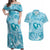 Hawaii Plumeria Couples Matching Off Shoulder Maxi Dress and Hawaiian Shirt Hau'oli la Makuahine Turquoise LT7 Turquoise - Polynesian Pride