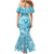 Hawaii Plumeria Family Matching Mermaid Dress and Hawaiian Shirt Hau'oli la Makuahine Turquoise LT7 - Polynesian Pride