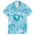 Hawaii Plumeria Family Matching Off Shoulder Short Dress and Hawaiian Shirt Hau'oli la Makuahine Turquoise LT7 Dad's Shirt - Short Sleeve Turquoise - Polynesian Pride