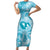 Hawaii Plumeria Family Matching Short Sleeve Bodycon Dress and Hawaiian Shirt Hau'oli la Makuahine Turquoise LT7 Mom's Dress Turquoise - Polynesian Pride