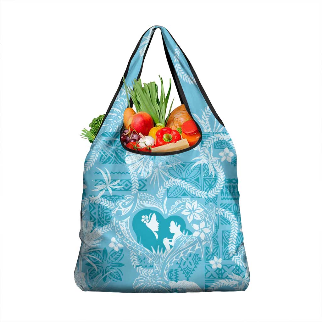 Hawaii Plumeria Grocery Bag Hau'oli la Makuahine Turquoise LT7 1-pack One Size Turquoise - Polynesian Pride