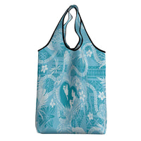 Hawaii Plumeria Grocery Bag Hau'oli la Makuahine Turquoise LT7 - Polynesian Pride