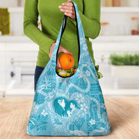 Hawaii Plumeria Grocery Bag Hau'oli la Makuahine Turquoise LT7 - Polynesian Pride