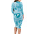 Hawaii Plumeria Long Sleeve Bodycon Dress Hau'oli la Makuahine Turquoise LT7 - Polynesian Pride