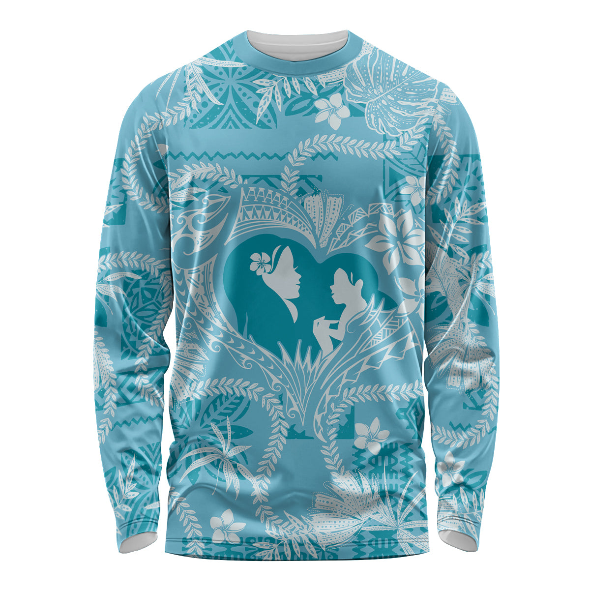 Hawaii Plumeria Long Sleeve Shirt Hau'oli la Makuahine Turquoise LT7 Unisex Turquoise - Polynesian Pride