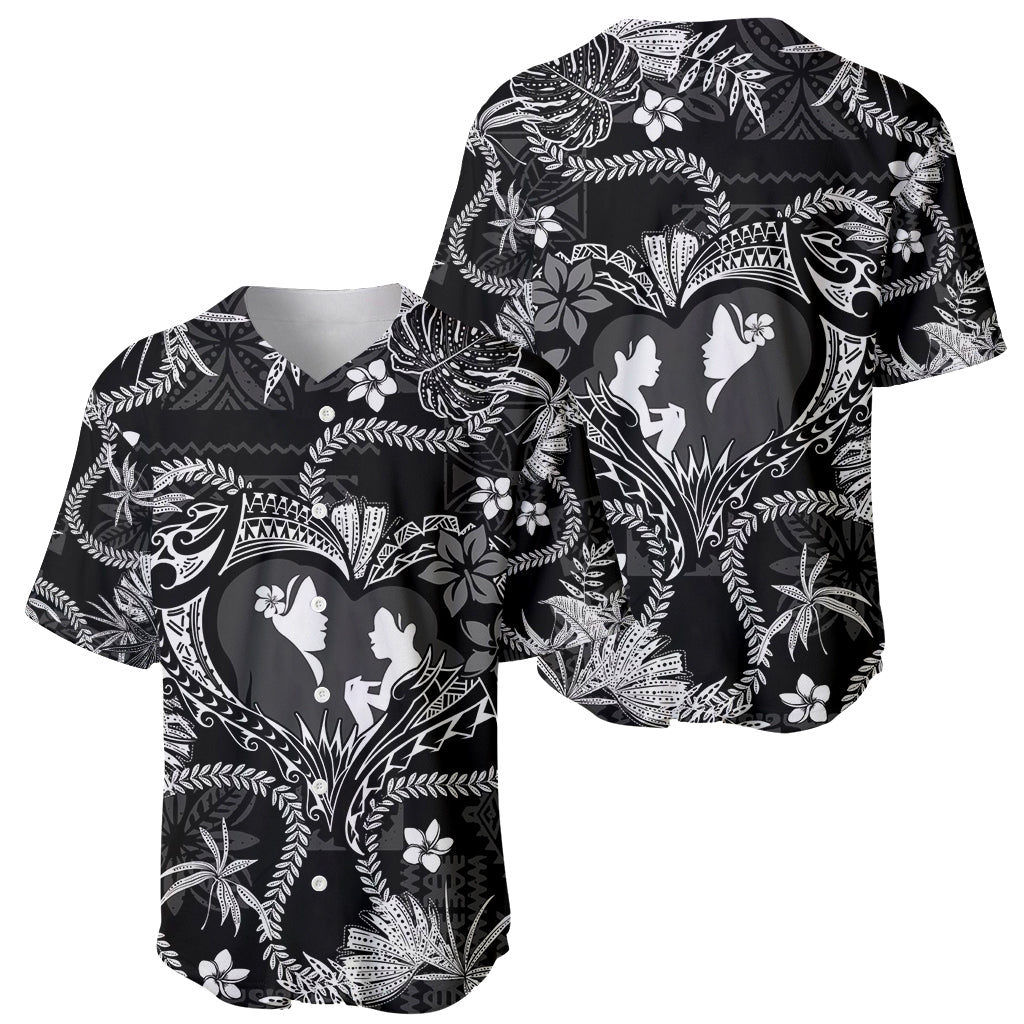 Hawaii Plumeria Baseball Jersey Hau'oli la Makuahine Monochrome LT7 - Polynesian Pride