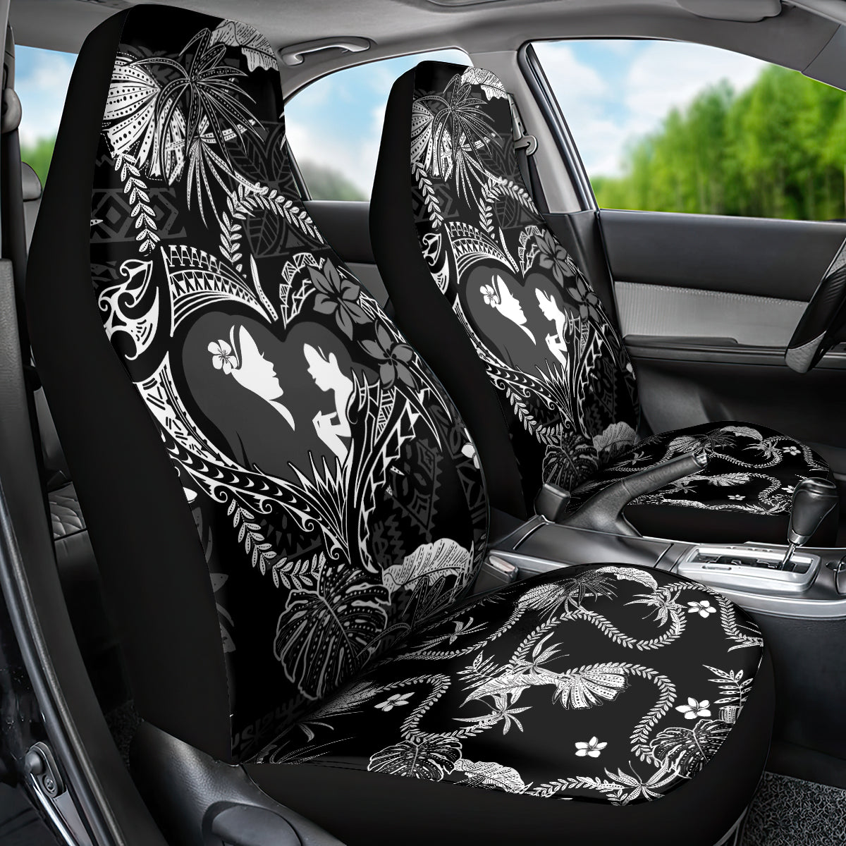 Hawaii Plumeria Car Seat Cover Hau'oli la Makuahine Monochrome LT7 - Polynesian Pride