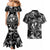 Hawaii Plumeria Couples Matching Mermaid Dress and Hawaiian Shirt Hau'oli la Makuahine Monochrome LT7 - Polynesian Pride