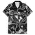 Hawaii Plumeria Family Matching Long Sleeve Bodycon Dress and Hawaiian Shirt Hau'oli la Makuahine Monochrome LT7 Dad's Shirt - Short Sleeve Black - Polynesian Pride