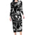 Hawaii Plumeria Family Matching Long Sleeve Bodycon Dress and Hawaiian Shirt Hau'oli la Makuahine Monochrome LT7 Mom's Dress Black - Polynesian Pride