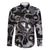 Hawaii Plumeria Family Matching Off The Shoulder Long Sleeve Dress and Hawaiian Shirt Hau'oli la Makuahine Monochrome LT7 Dad's Shirt - Long Sleeve Black - Polynesian Pride