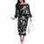 Hawaii Plumeria Family Matching Off The Shoulder Long Sleeve Dress and Hawaiian Shirt Hau'oli la Makuahine Monochrome LT7 Mom's Dress Black - Polynesian Pride