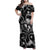 Hawaii Plumeria Family Matching Off Shoulder Maxi Dress and Hawaiian Shirt Hau'oli la Makuahine Monochrome LT7 Mom's Dress Black - Polynesian Pride