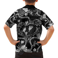 Hawaii Plumeria Family Matching Short Sleeve Bodycon Dress and Hawaiian Shirt Hau'oli la Makuahine Monochrome LT7 - Polynesian Pride