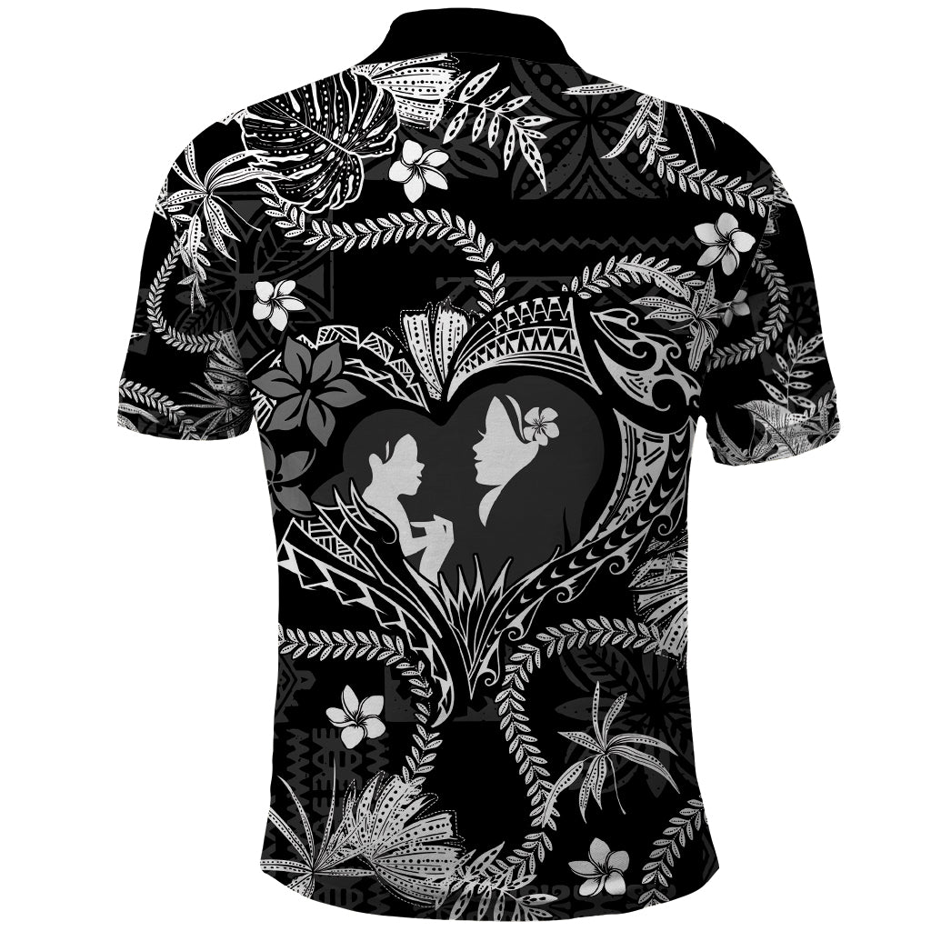 Hawaii Plumeria Polo Shirt Hau'oli la Makuahine Monochrome LT7 - Polynesian Pride