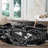 Hawaii Plumeria Round Carpet Hau'oli la Makuahine Monochrome LT7 - Polynesian Pride