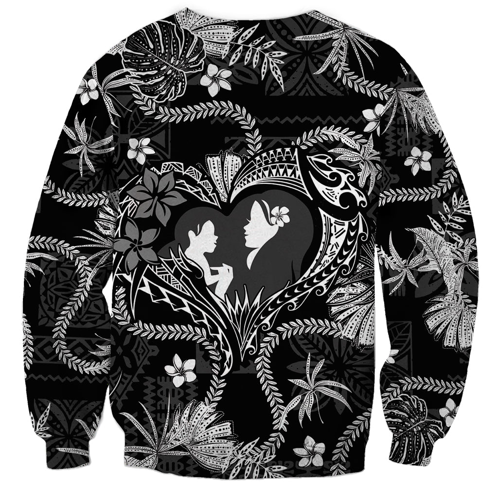 Hawaii Plumeria Sweatshirt Hau'oli la Makuahine Monochrome LT7 - Polynesian Pride