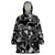 Hawaii Plumeria Wearable Blanket Hoodie Hau'oli la Makuahine Monochrome LT7 One Size Black - Polynesian Pride