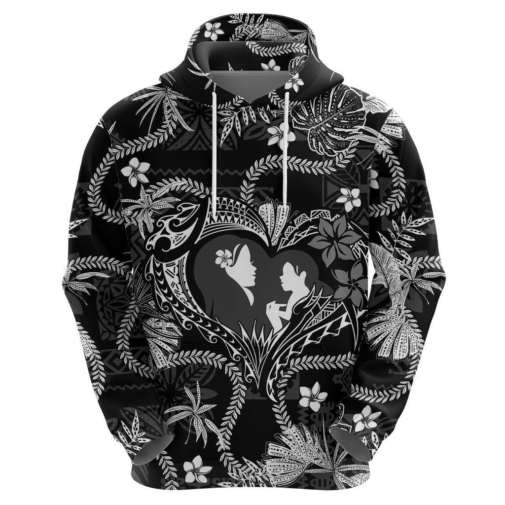 Hawaii Plumeria Zip Hoodie Hau'oli la Makuahine Monochrome LT7 - Polynesian Pride