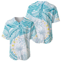 Polynesia Humpback Whale Baseball Jersey Tropical Plumeria Turquoise