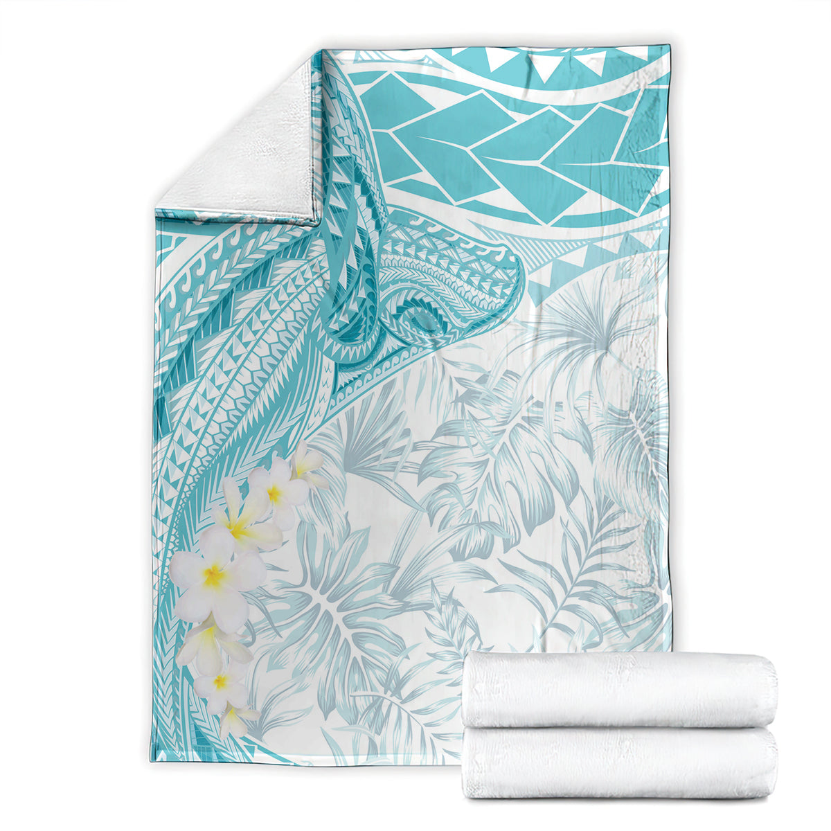 Polynesia Humpback Whale Blanket Tropical Plumeria Turquoise LT7 - Polynesian Pride