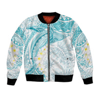 Polynesia Humpback Whale Bomber Jacket Tropical Plumeria Turquoise LT7 Unisex Turquoise - Polynesian Pride